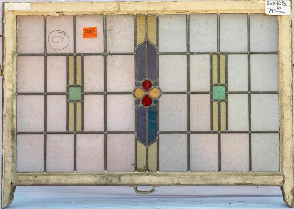 FRENCH ART DECO STAINED GLASS PANEL (1 of 4)