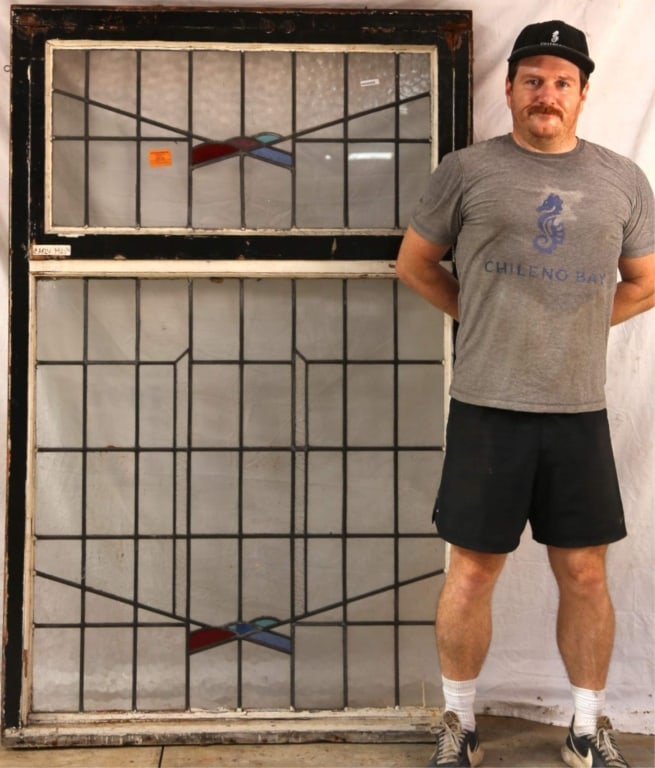 ENGLISH ART DECO STAINED GLASS PANEL (1 of 3)