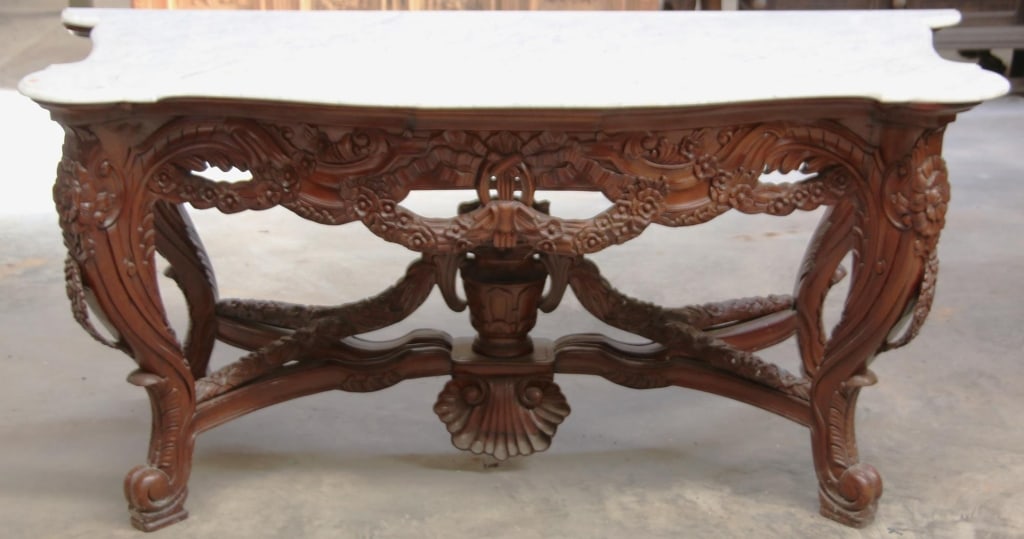 MONUMENTAL MARBLE TOP CONSOLE TABLE (1 of 9)