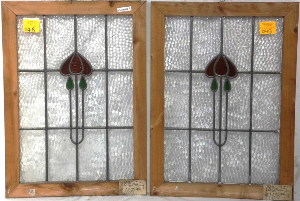 PAIR OF ANTIQUE CONTINENTAL STAINED GLASS PANELS (1 of 3)