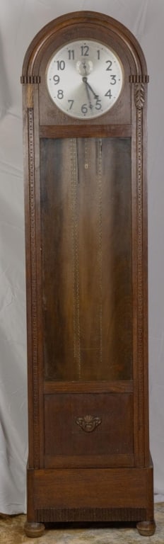 FRENCH ART DECO OAK CASE CLOCK (1 of 3)