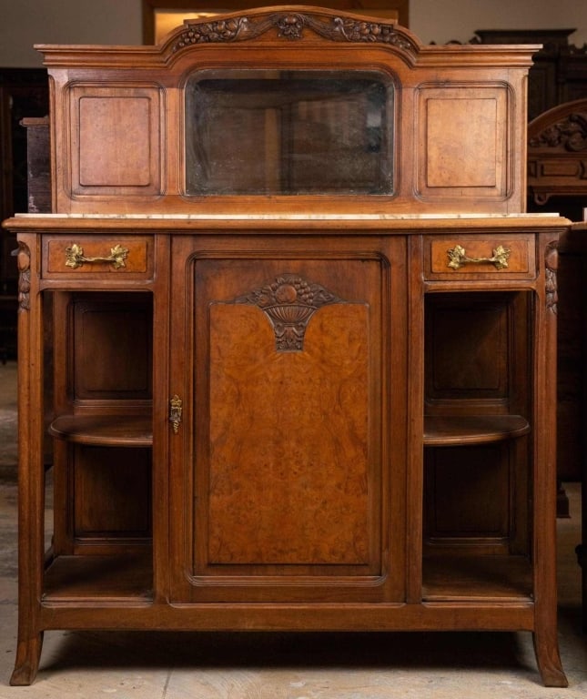 FRENCH ART NOUVEAU MARBLE TOP BUFFET (1 of 5)