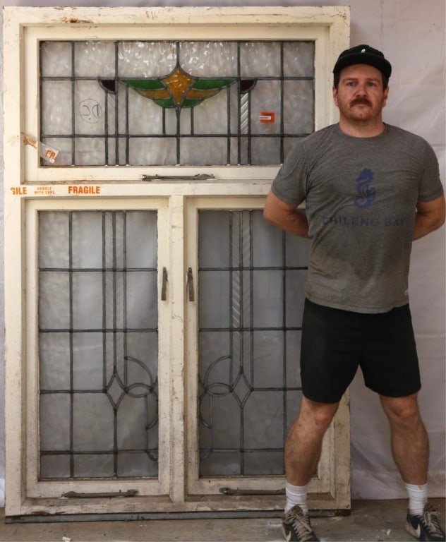 ENGLISH ART DECO STAINED GLASS WINDOW (1 of 3)