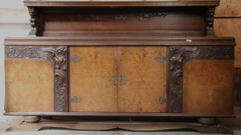 MONUMENTAL ENGLISH POLLARD OAK SIDEBOARD (1 of 7)