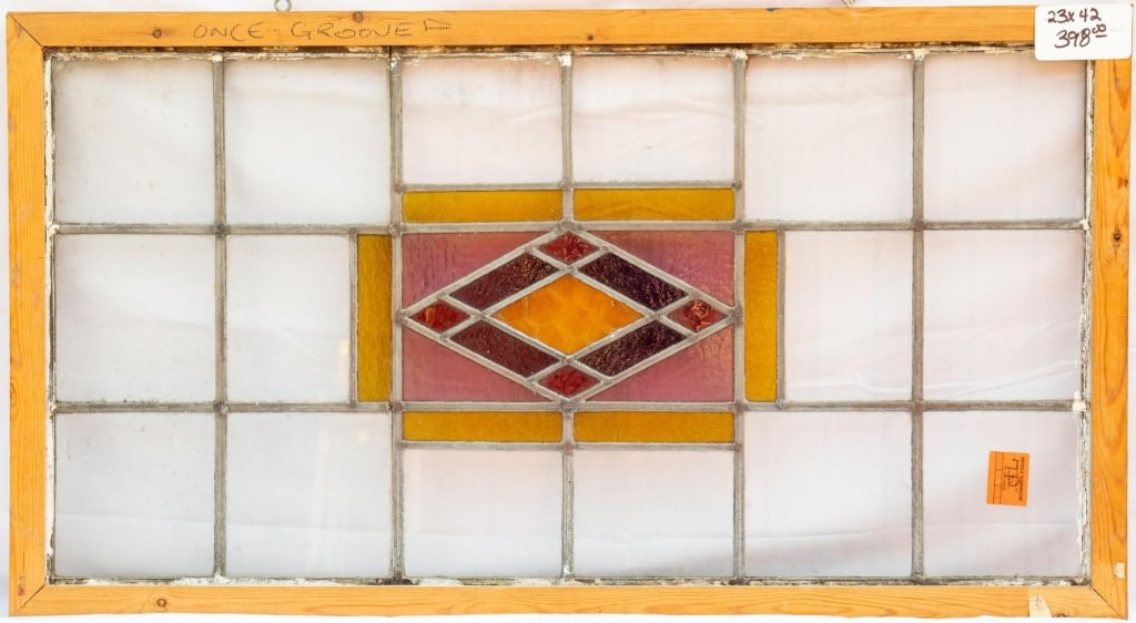 THREE CONTINENTAL STAINED GLASS PANELS (1 of 3)