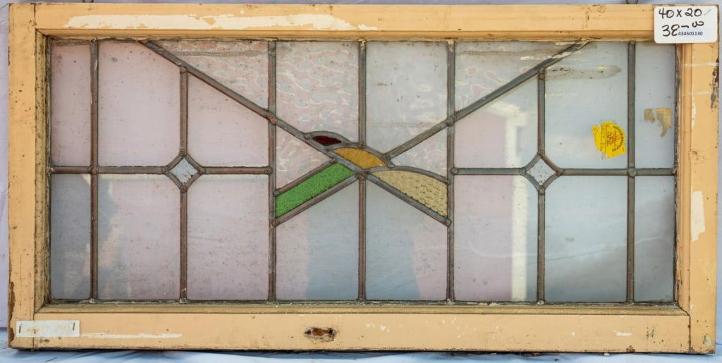 ENGLISH ART DECO STAINED GLASS PANEL (1 of 4)
