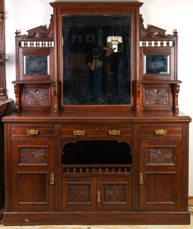 FRENCH ART NOUVEAU MAHOGANY SIDEBOARD (1 of 6)