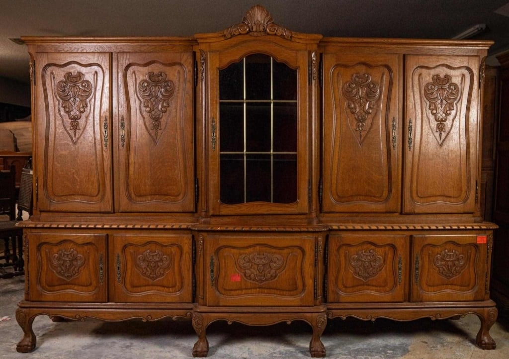 FRENCH OAK VITRINE ARMOIRE (1 of 3)