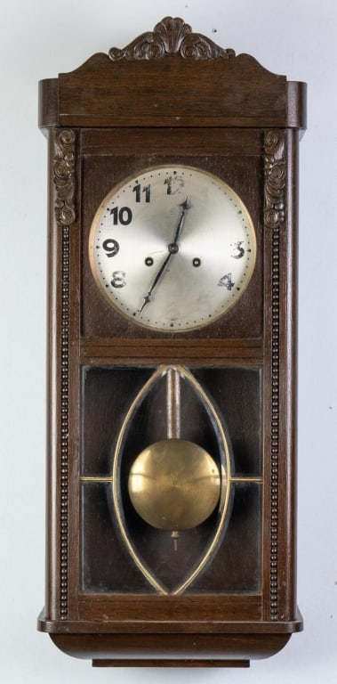 ENGLISH ART DECO OAK REGULATOR CLOCK (1 of 3)