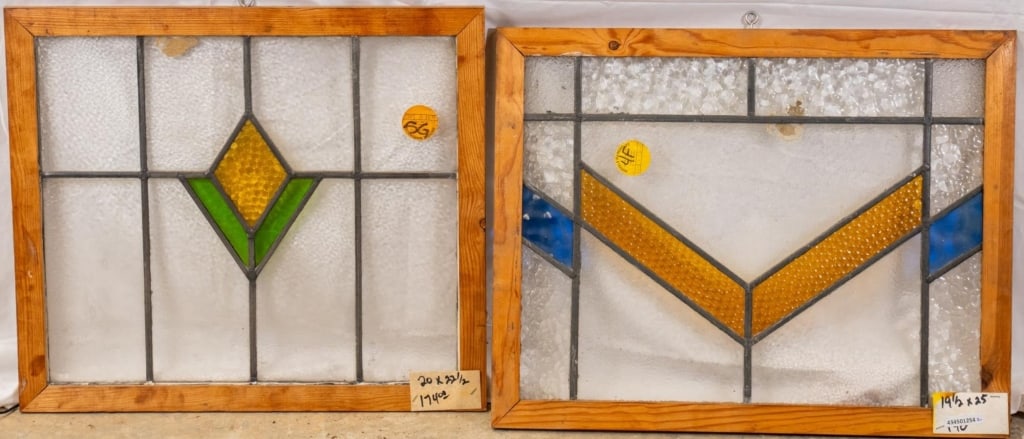 TWO FRENCH ART DECO STAINED GLASS PANELS (1 of 4)