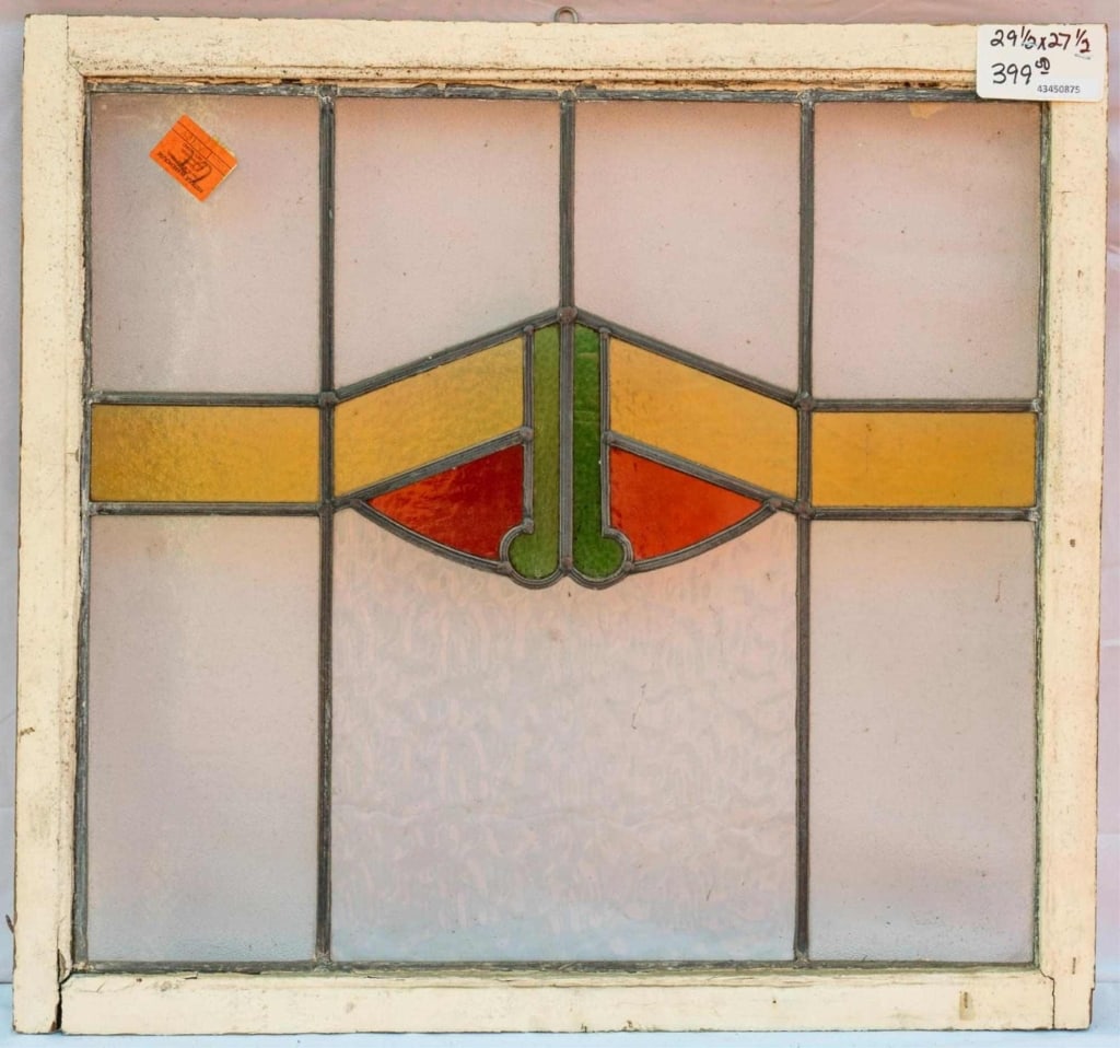 FRENCH ART DECO STAINED GLASS PANEL (1 of 4)