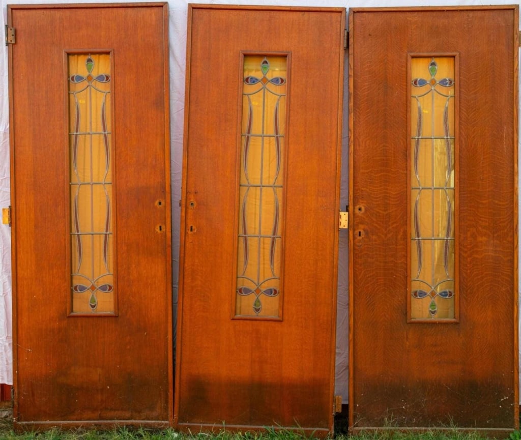SET OF 3 FRENCH ART DECO STAINED GLASS DOORS (1 of 5)
