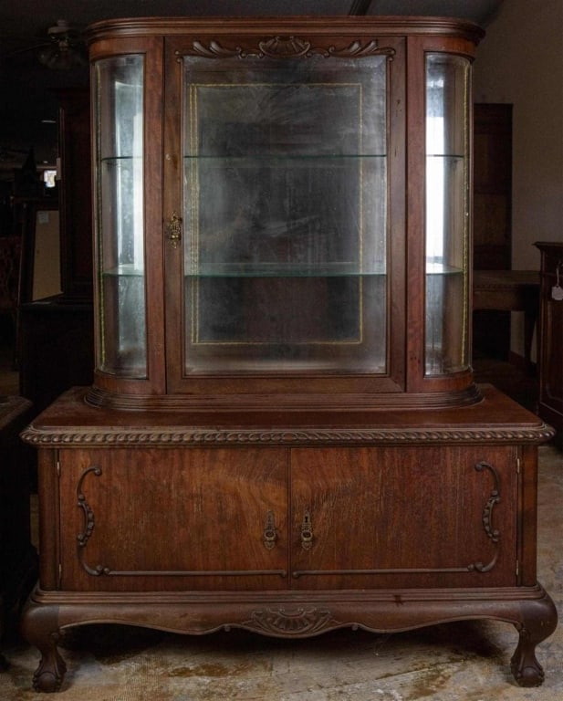 FRENCH CHIPPENDALE STYLE MAHOGANY VITRINE (1 of 4)