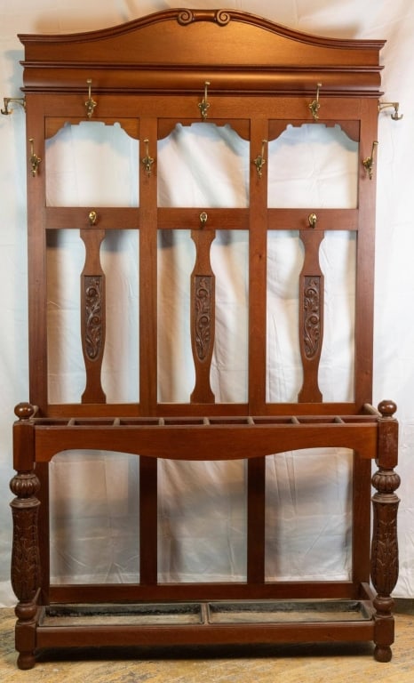 ENGLISH ART DECO MAHOGANY HALL TREE (1 of 4)