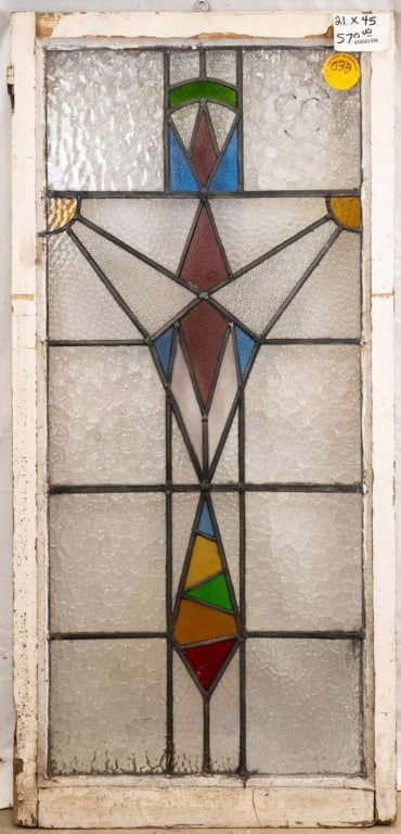 FRENCH ART DECO STAINED GLASS PANEL (1 of 3)