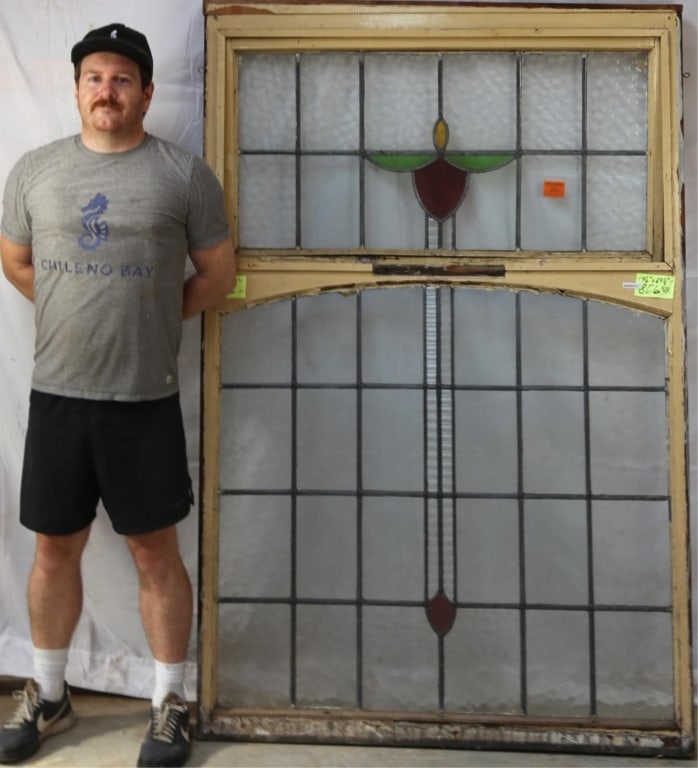 SET OF 2 ENGLISH ART DECO STAINED GLASS PANEL (1 of 3)