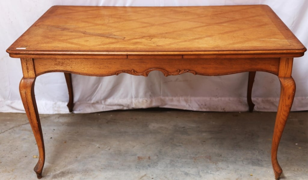 FRENCH COUNTRY OAK PARQUETRY TOP DINING TABLE (1 of 5)