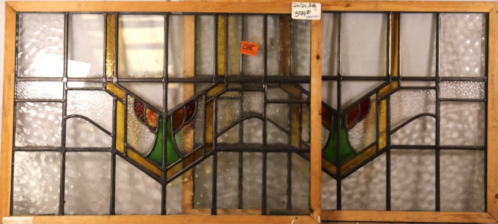 TWO ANTIQUE ART DECO STAINED GLASS PANELS (1 of 7)