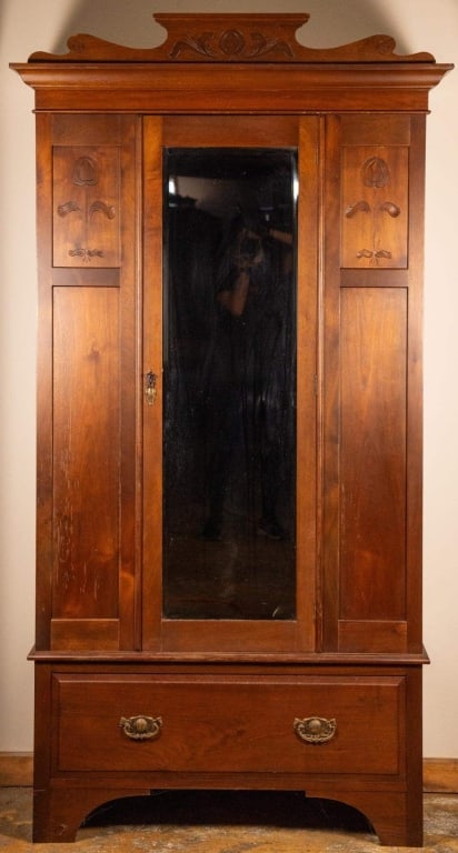 FRENCH ART NOUVEAU WALNUT ARMOIRE (1 of 4)