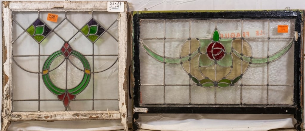 TWO ANTIQUE CONTINENTAL STAINED GLASS PANELS (1 of 4)