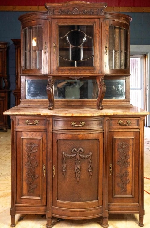 FRENCH ART NOUVEAU MARBLE TOP BUFFET (1 of 6)