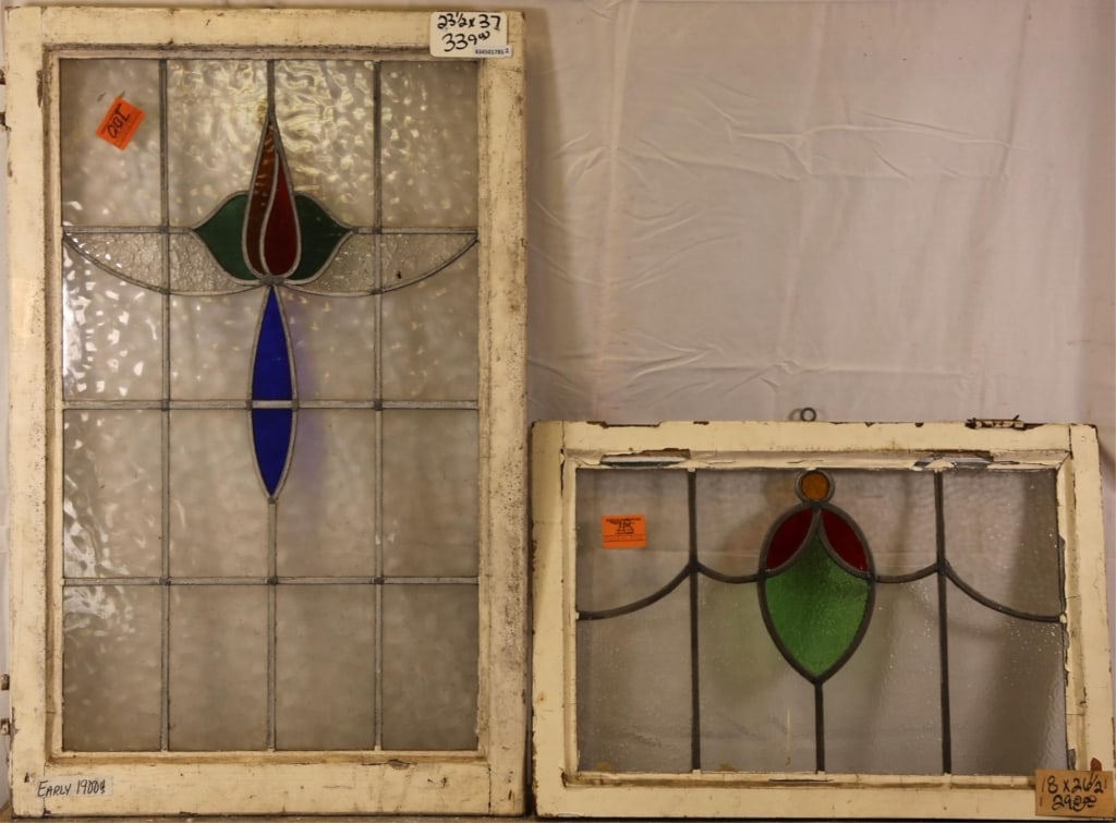 TWO ANTIQUE CONTINENTAL STAINED GLASS PANELS: Two antique Continental stained glass panels. Approximate dimensions: h. 16", w. 25" Disclaimer: This is an online court ordered bankruptcy sale. Participating bidders must have a credit card on file