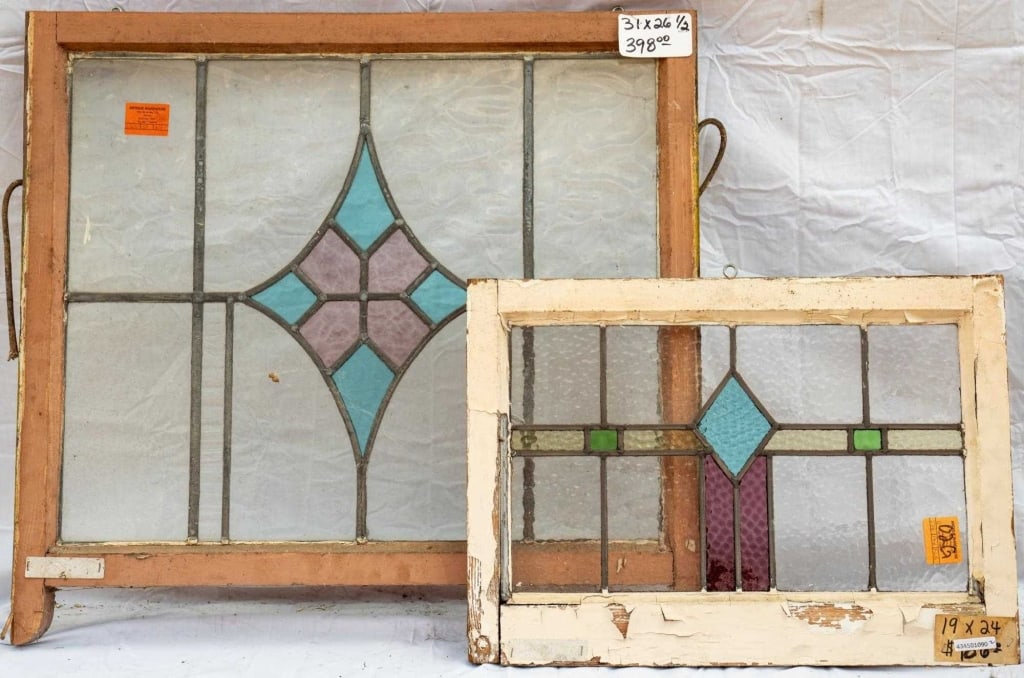 TWO FRENCH STAINED GLASS PANELS (1 of 5)