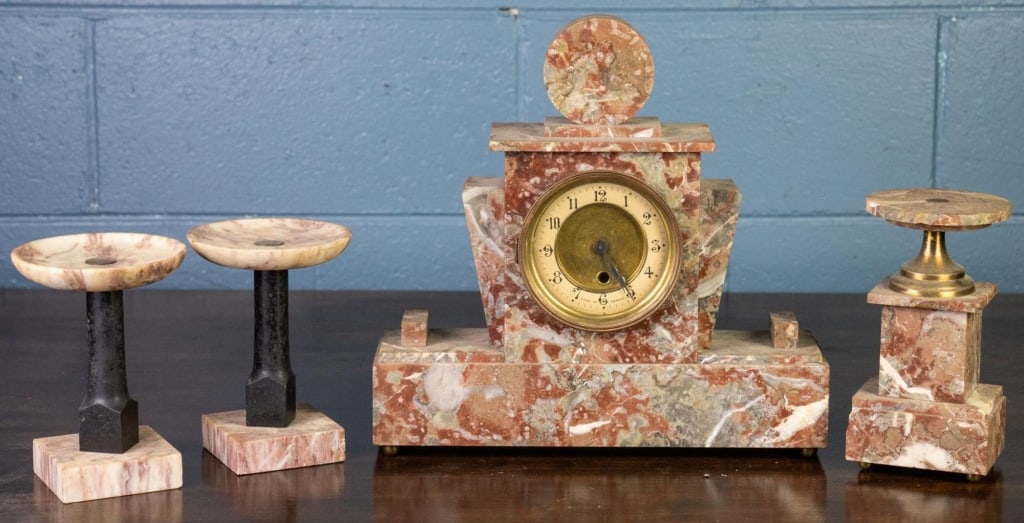 ART DECO MARBLE CLOCK SET (1 of 4)