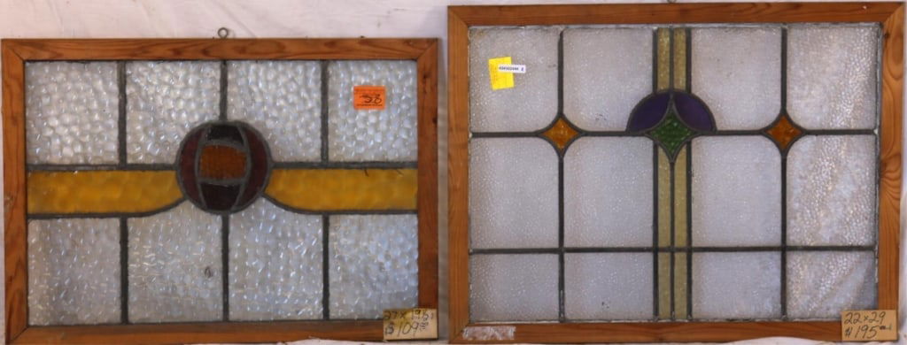 TWO CONTINENTAL STAINED GLASS PANELS (1 of 3)