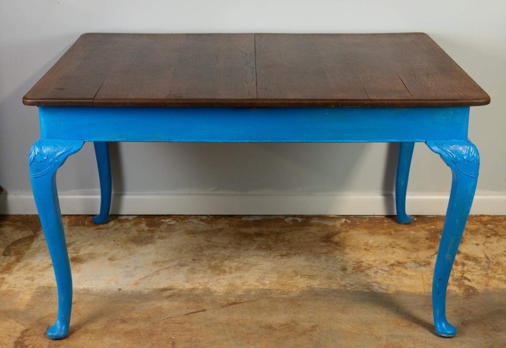 19TH C. FRENCH OAK PAINT DECORATED DINING TABLE (1 of 3)