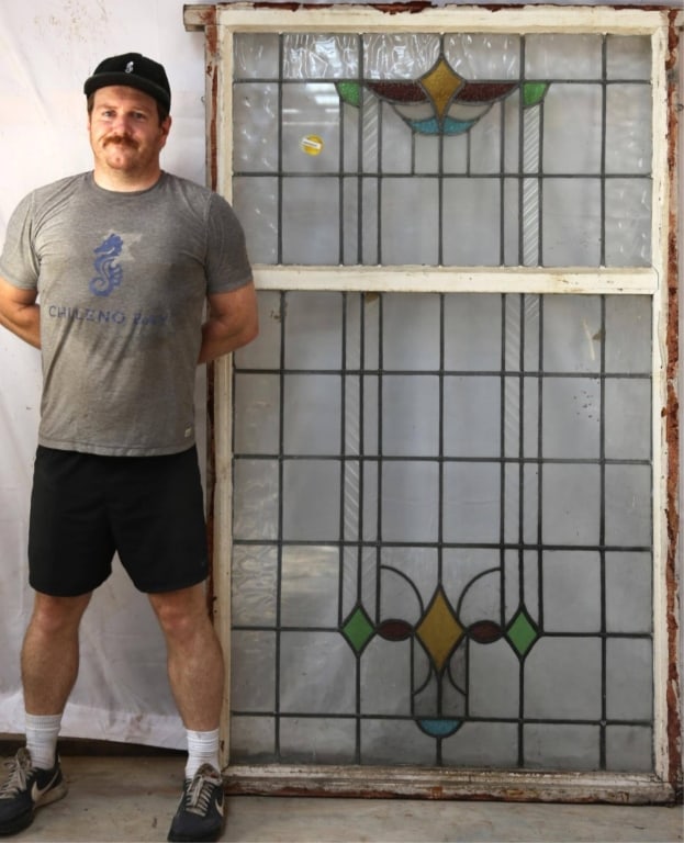 ANTIQUE CONTINENTAL STAINED GLASS PANEL (1 of 3)