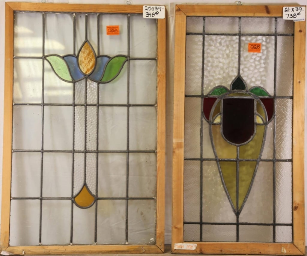 TWO ANTIQUE CONTINENTAL STAINED GLASS PANELS (1 of 4)