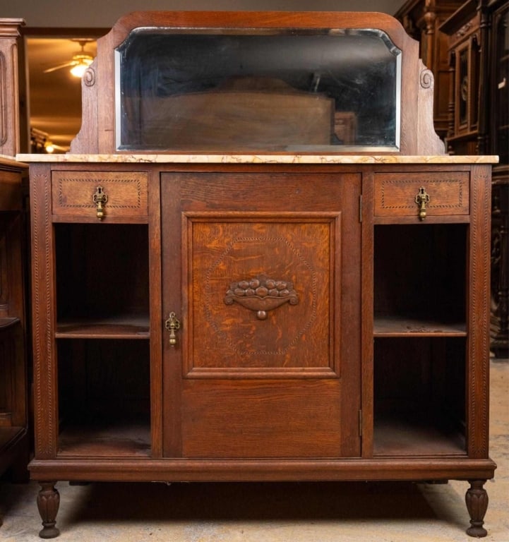 FRENCH ART NOUVEAU MARBLE TOP SERVER (1 of 5)