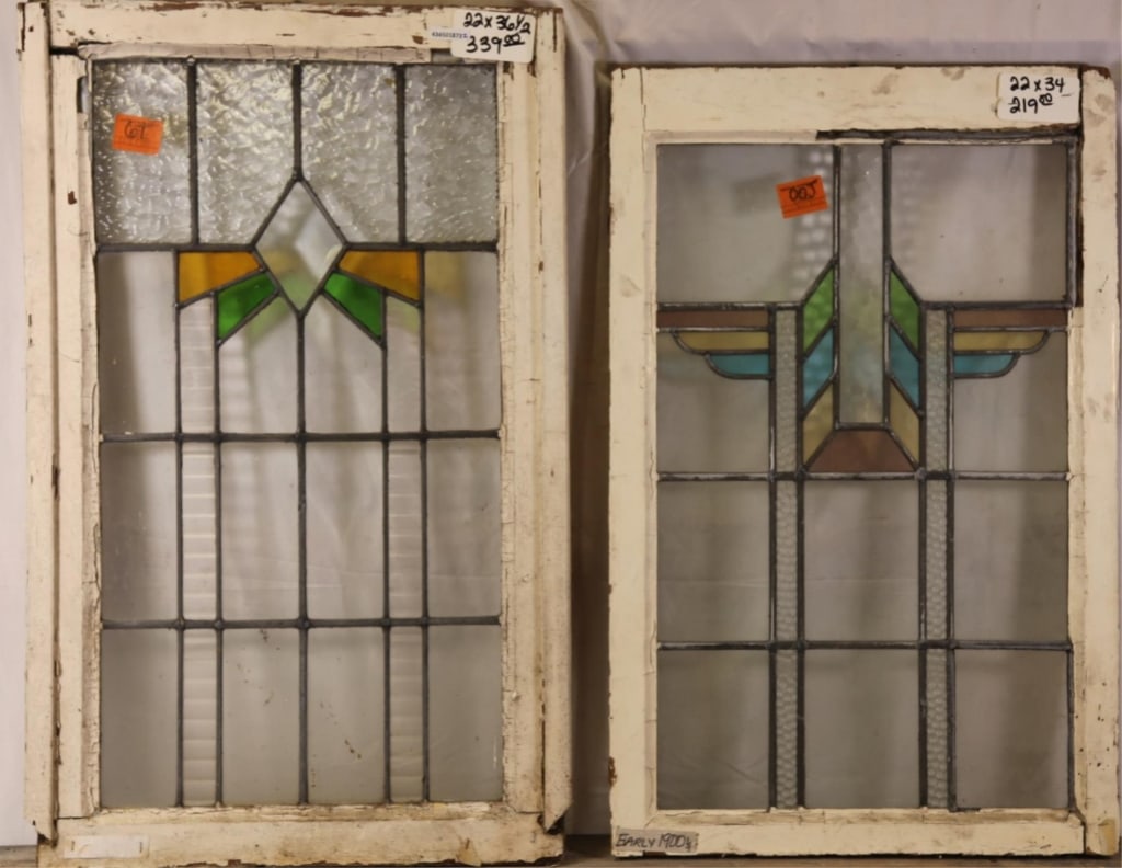 TWO CONTINENTAL ART DECO STAINED GLASS PANELS (1 of 4)