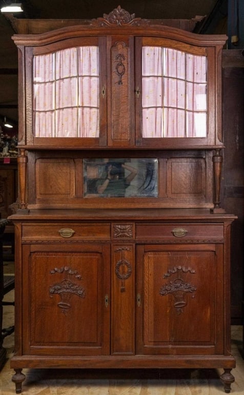 FRENCH OAK VITRINE BUFFET (1 of 4)