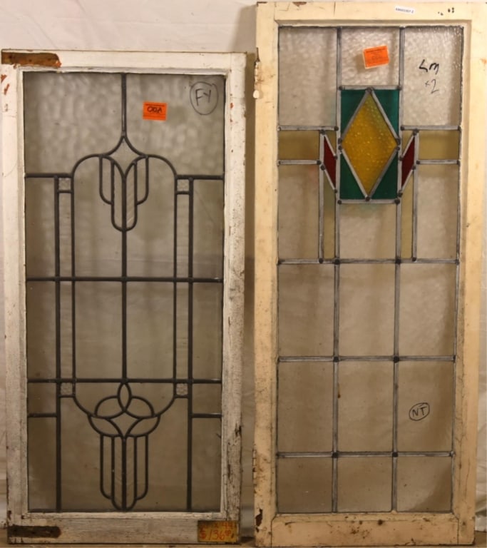 TWO ANTIQUE CONTINENTAL GLASS PANELS (1 of 4)
