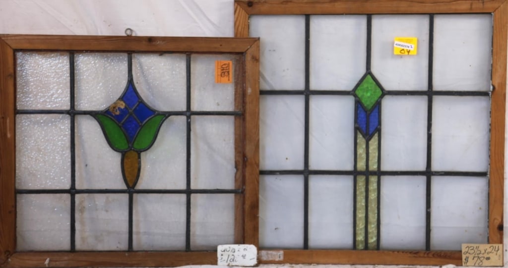TWO IRISH STAINED GLASS PANELS (1 of 3)