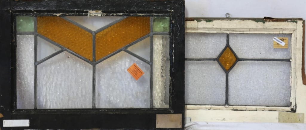 TWO CONTINENTAL ART DECO STAINED GLASS PANELS (1 of 3)