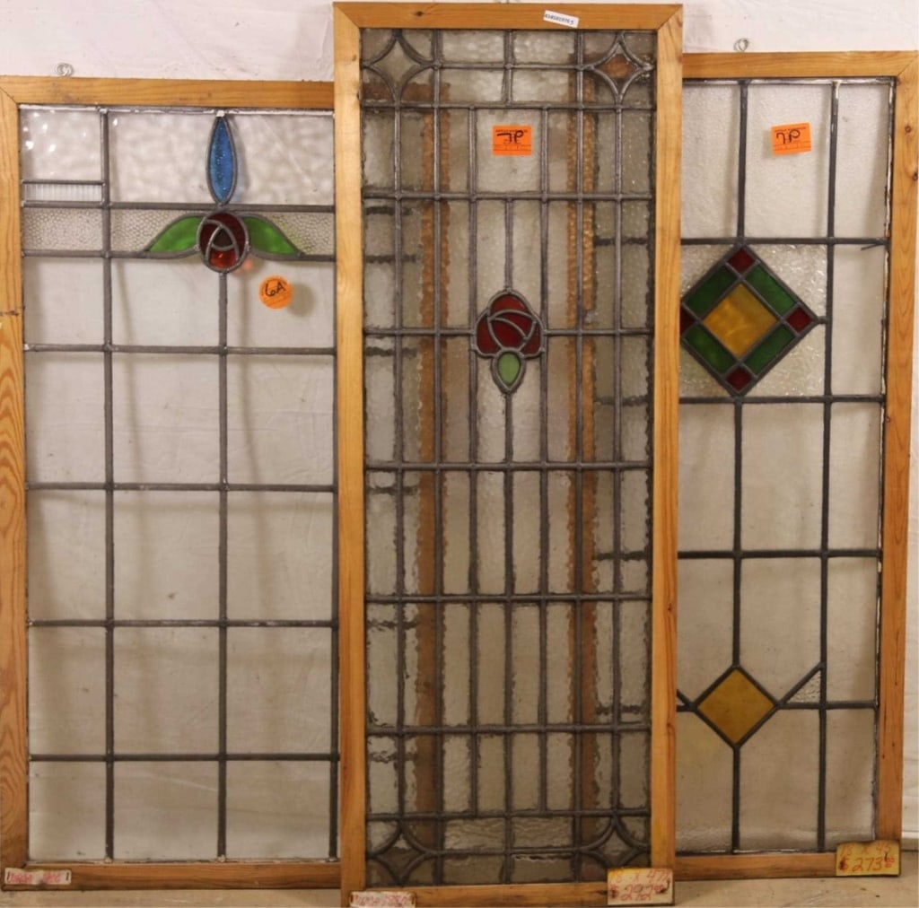 THREE ANTIQUE CONTINENTAL STAINED GLASS PANELS (1 of 2)