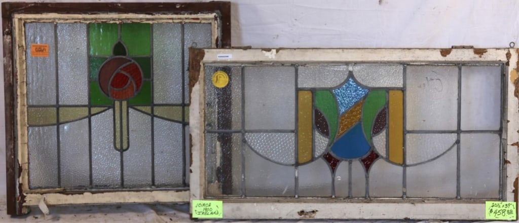TWO IRISH STAINED GLASS PANELS (1 of 3)