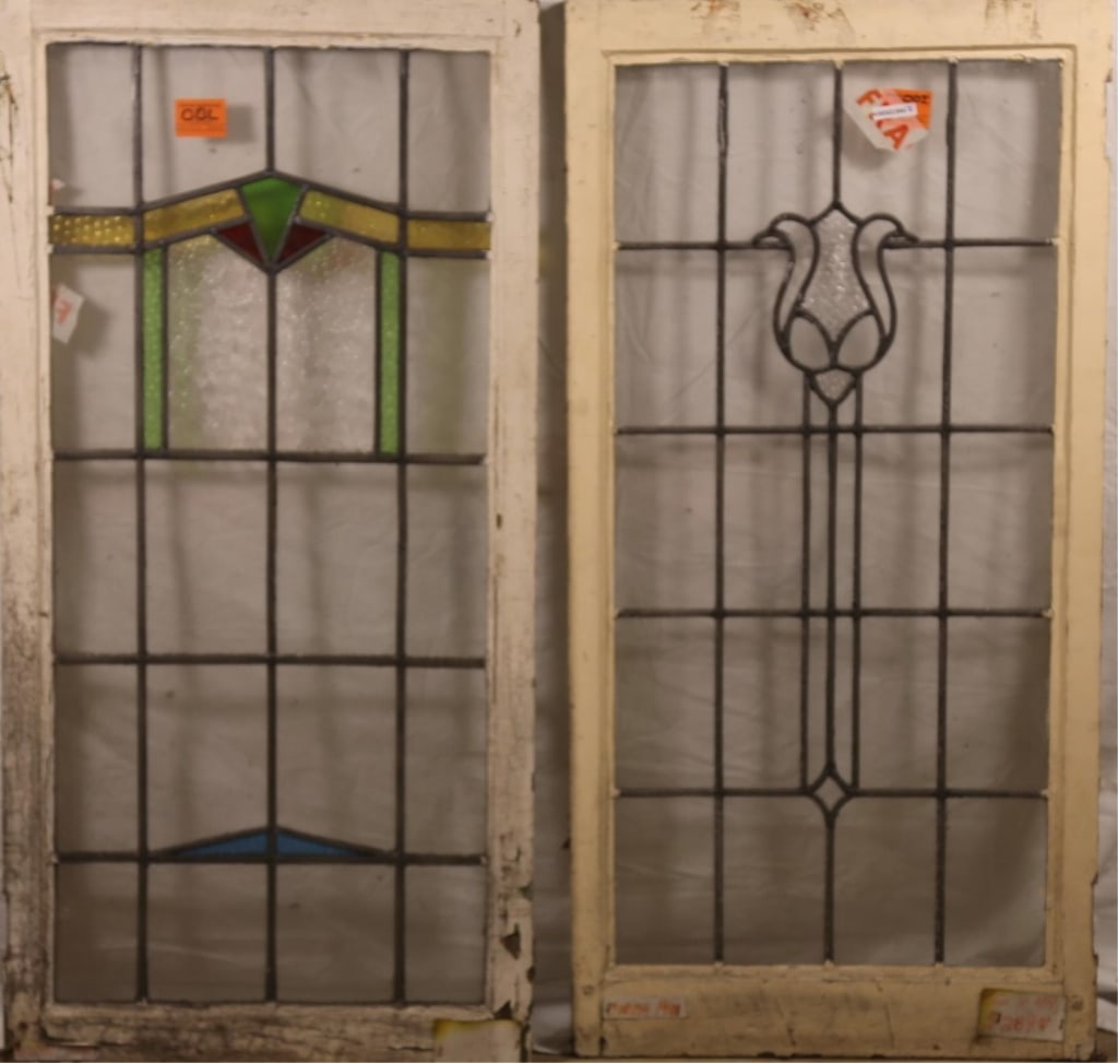 TWO ANTIQUE CONTINENTAL GLASS PANELS (1 of 3)