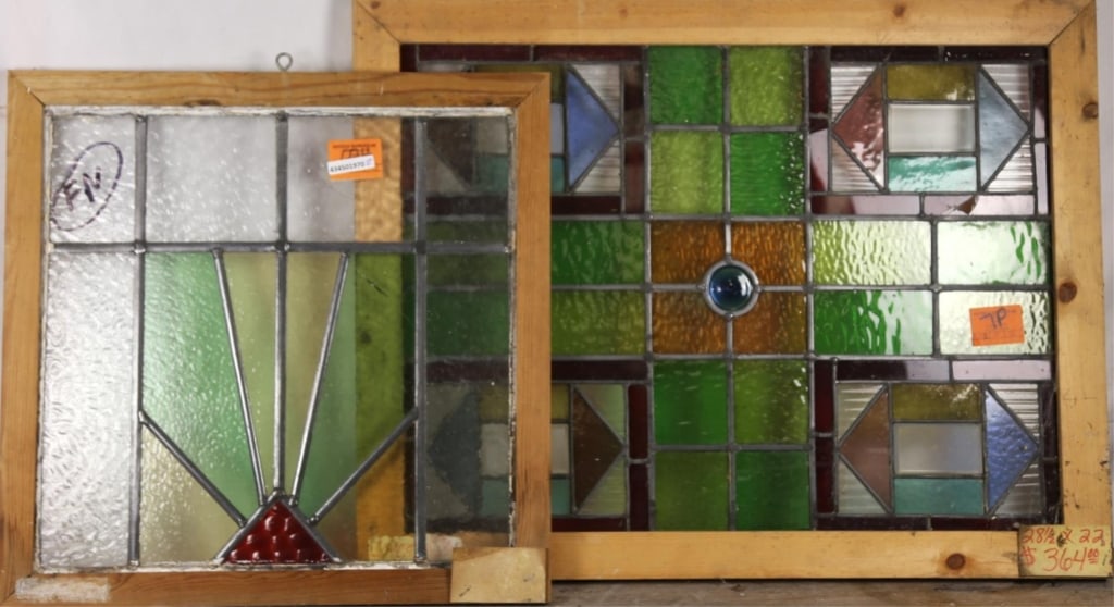 TWO FRENCH ART DECO STAINED GLASS PANELS (1 of 4)