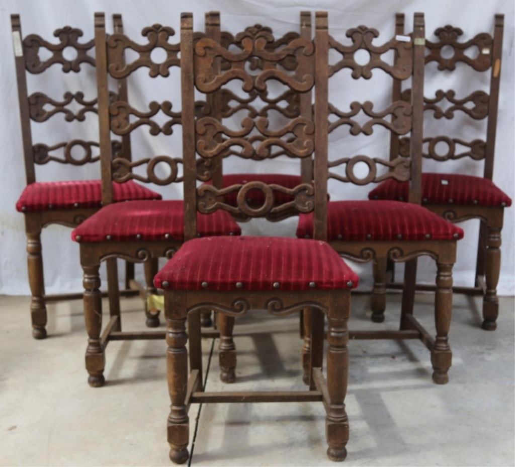SET OF 6 JACOBEAN STYLE DINING CHAIRS (1 of 4)