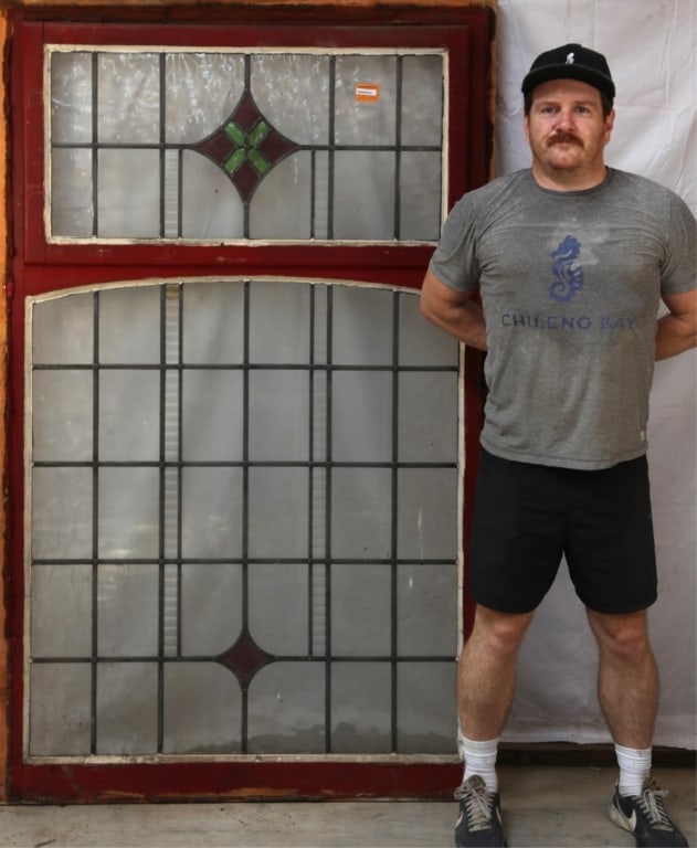 ANTIQUE IRISH STAINED GLASS PANEL (1 of 3)