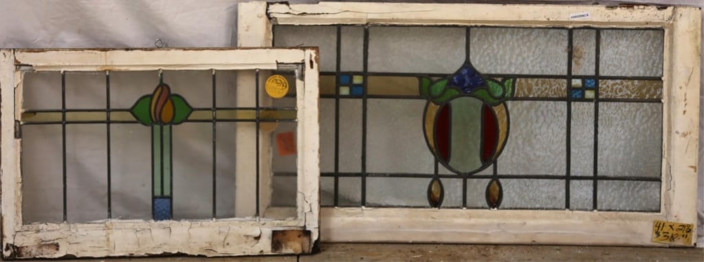TWO ANTIQUE IRISH STAINED GLASS PANELS (1 of 5)