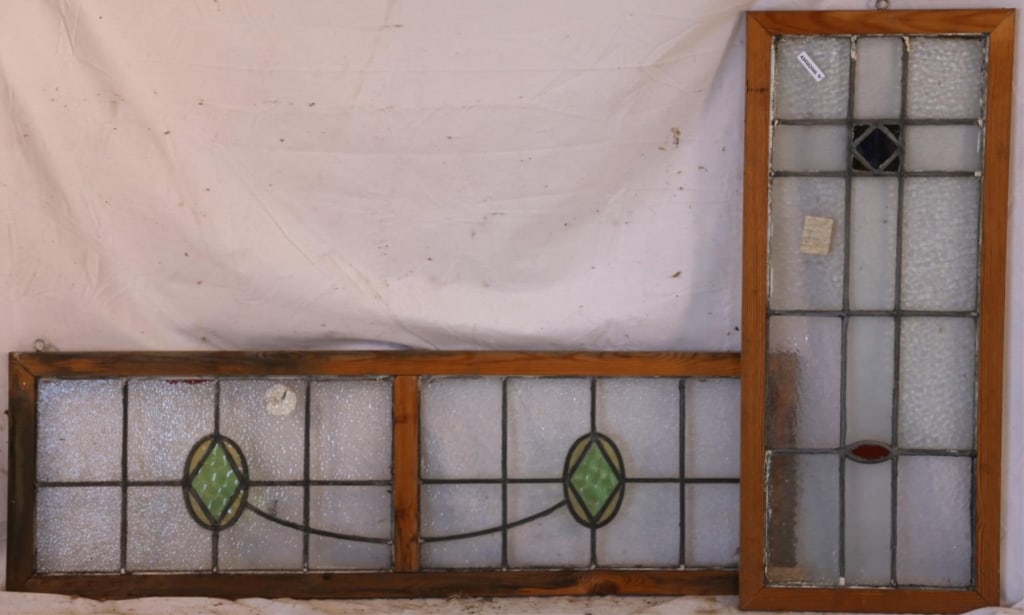 TWO CONTINENTAL STAINED GLASS PANELS (1 of 4)