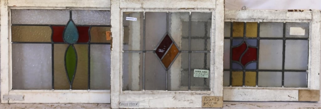 THREE CONTINENTAL STAINED GLASS PANELS (1 of 5)