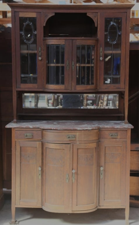 FRENCH MARBLE TOP VITRINE BUFFET (1 of 4)