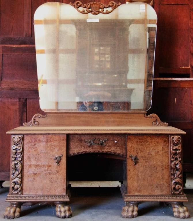 CONTINENTAL BURL WALNUT VANITY DESK (1 of 4)