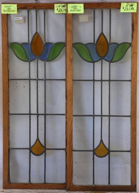 PAIR OF SCOTTISH STAINED GLASS PANELS (1 of 3)